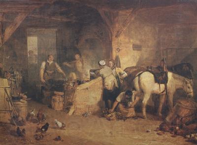 Joseph Mallord William Turner A country blacksmith disputing upon the price of iron,and the price charged to the butcher for shoeing his pony (mk310 Norge oil painting art